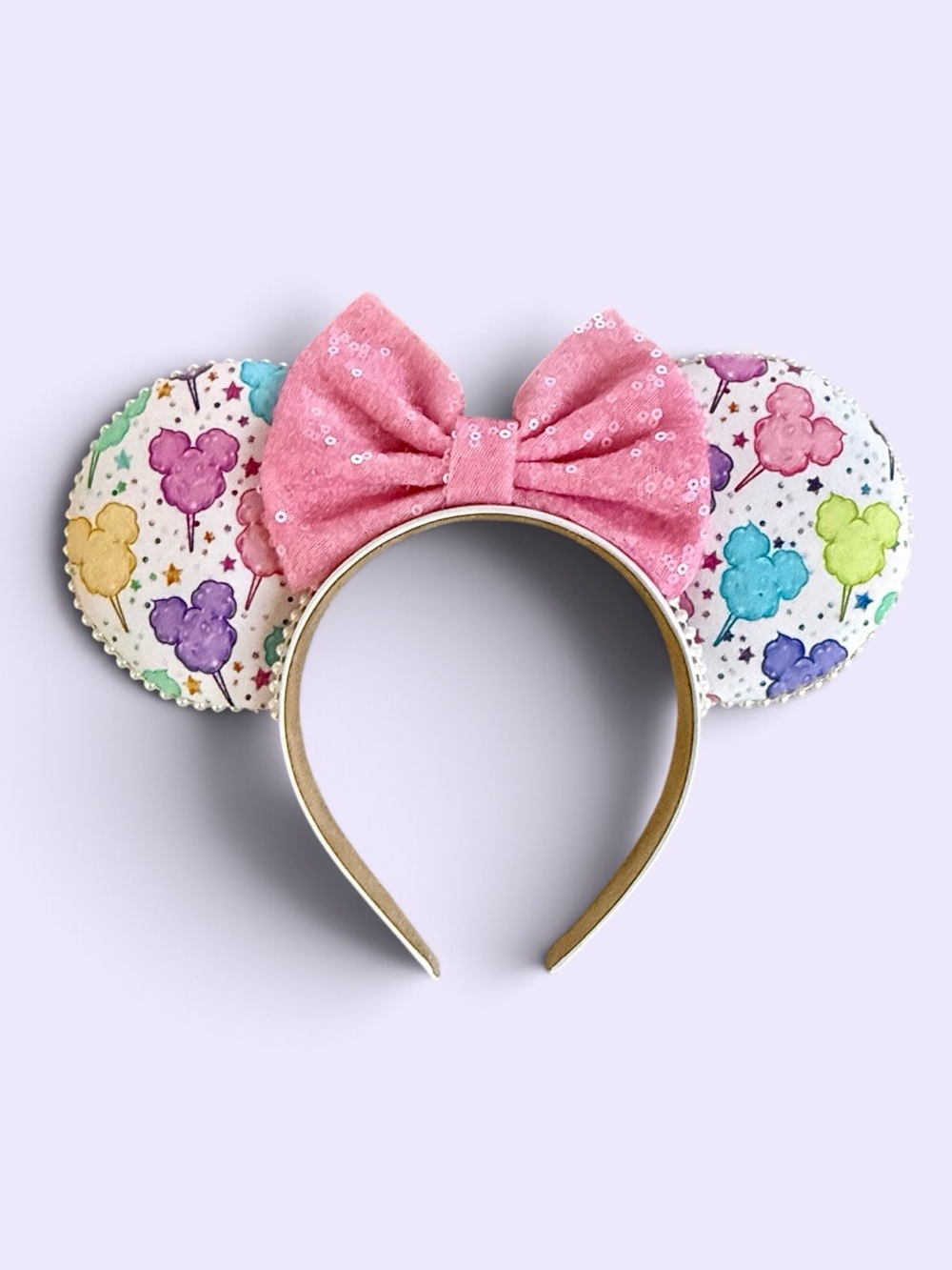 Disney Inspired Handmade Sequin Bow Mickey Mouse Lollipop Minnie Ears - NWOT